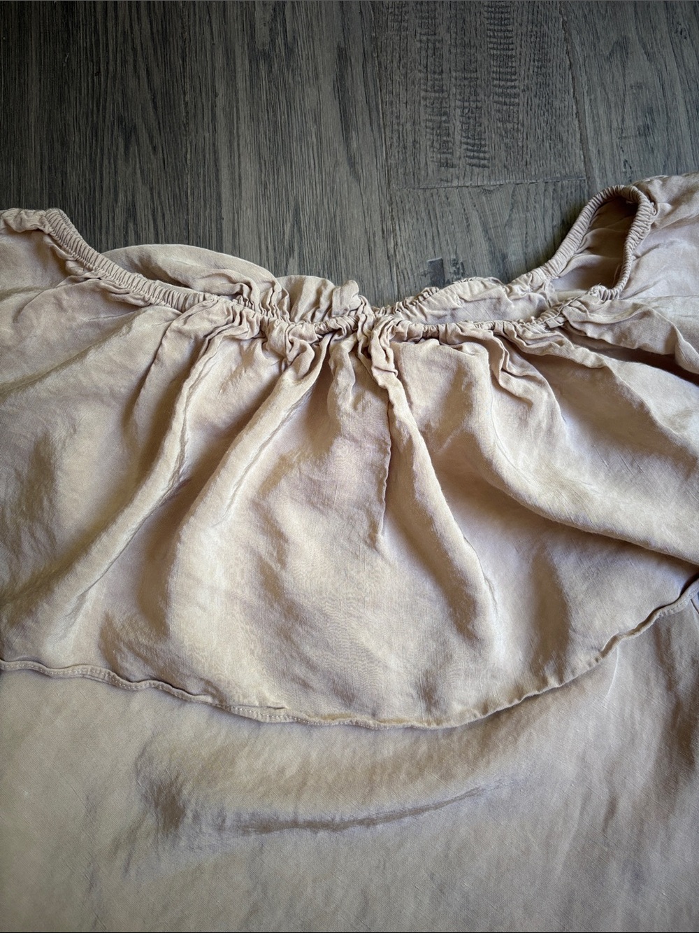 Zara | Off-Shoulder Ruffle Top Flowy Cream/Tan Size Small - Picture 3 of 7